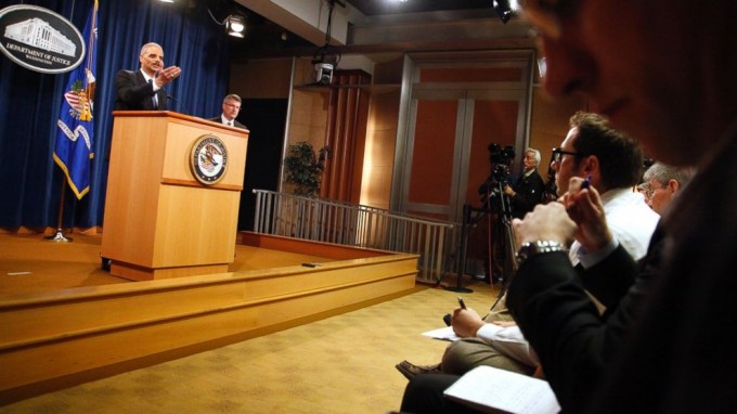 U.S. Attorney General Eric Holder addresses reporters at a news conference at the Justice Department in Washington, D.C. on May 14, 2013. Jonathan Ernst/Reuters