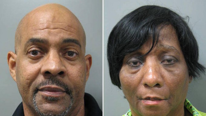 John Land and Janice Land.  Booking photos via Montgomery County, MD, police.  They are reported to have kept their autistic, twin adult sons locked up at night in their basement, which lacks a bathroom.