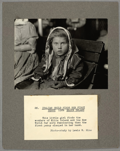 Courtesy of The New York Public Library/Lewis W Hine. Italian child finds her first penny, 1926.