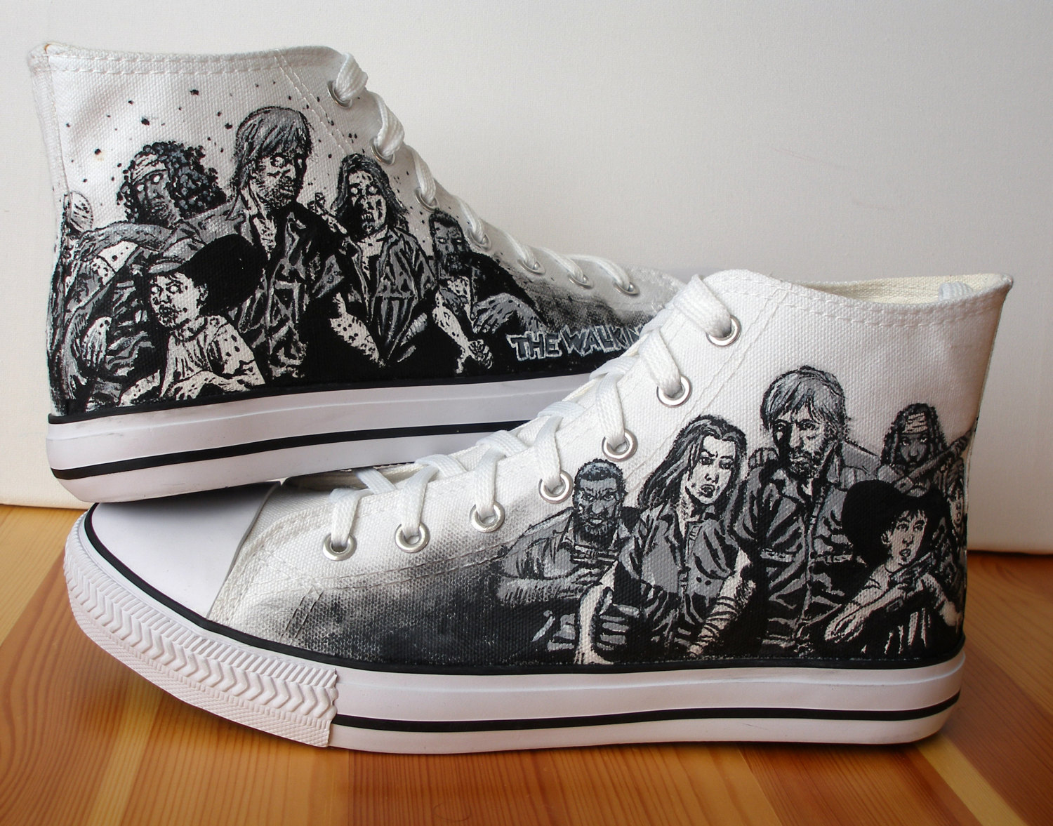Hand-painted custom Walking Dead shoes / Boing Boing