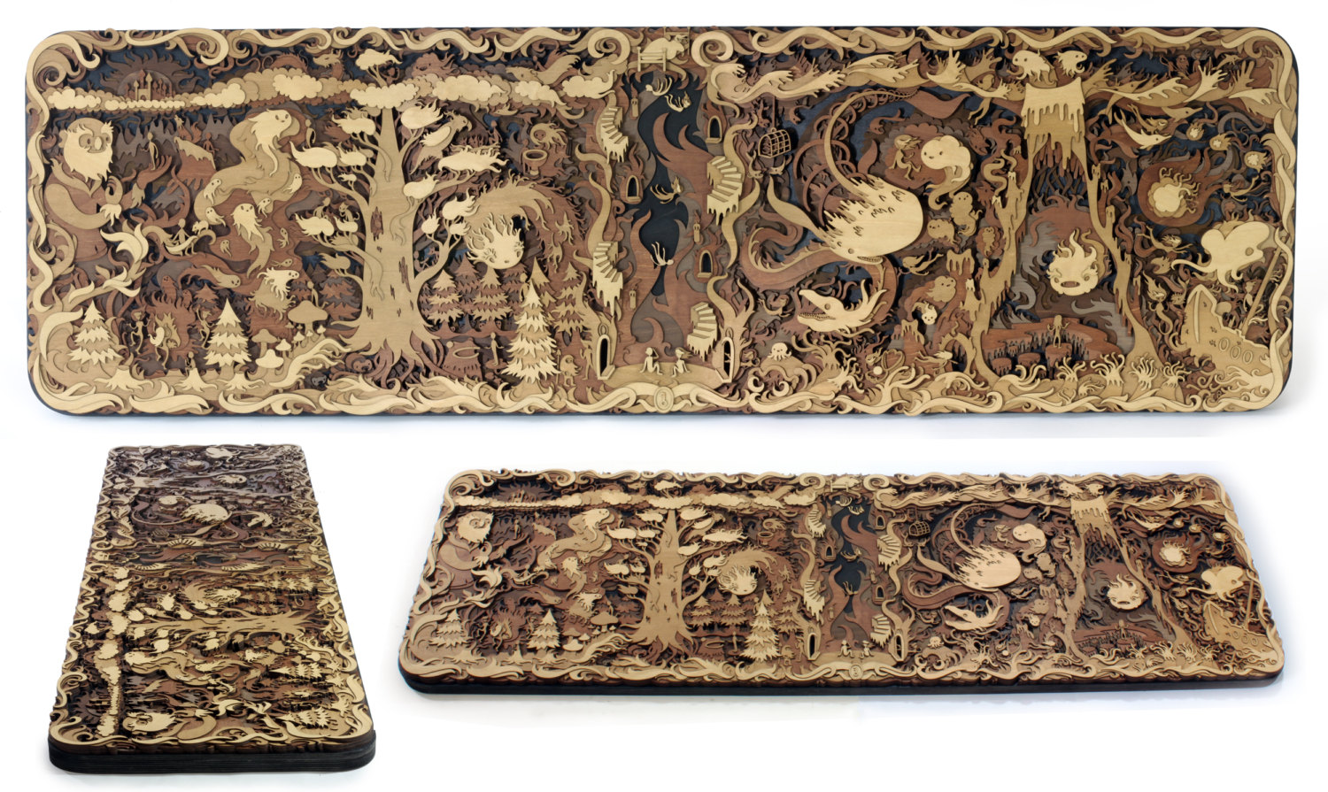 Multilayered, lasercut art and jewelry / Boing Boing