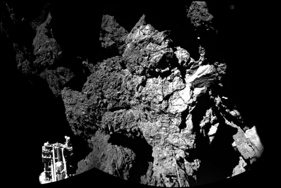 Philae’s CIVA instrument captured this image of its landing site. Photograph: European Space Agency