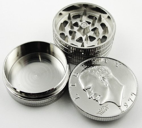 Silver dollar herb grinder