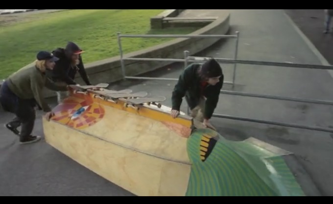 Wooden boats and other structures transform into skate ramps