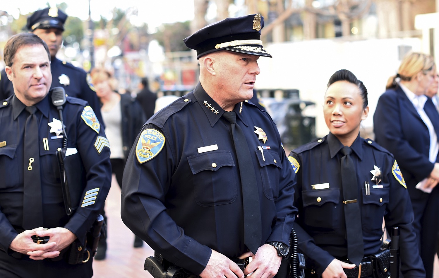 San Francisco Police Chief Greg Suhr walks through Super Bowl City in SF, Jan. 27, 2016. [REUTERS/Noah Berger]