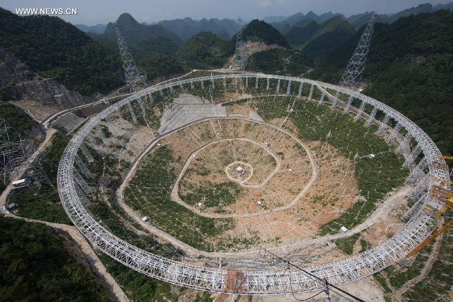 2015 photo of assembly site of  "FAST" in Guizhou Province, China. (Xinhua/Jin Liwang)