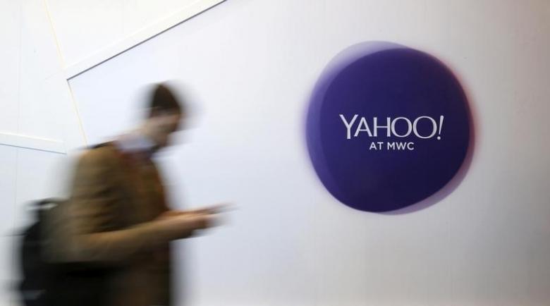 Yahoo logo at Mobile World Congress in Spain. February 24, 2016. REUTERS