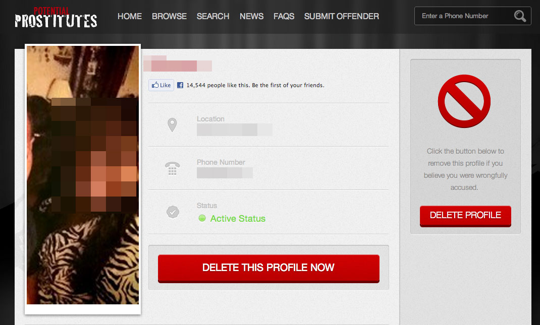 "Potential Prostitutes" site lets users label women as prostitutes, charges "removal" fees ...
