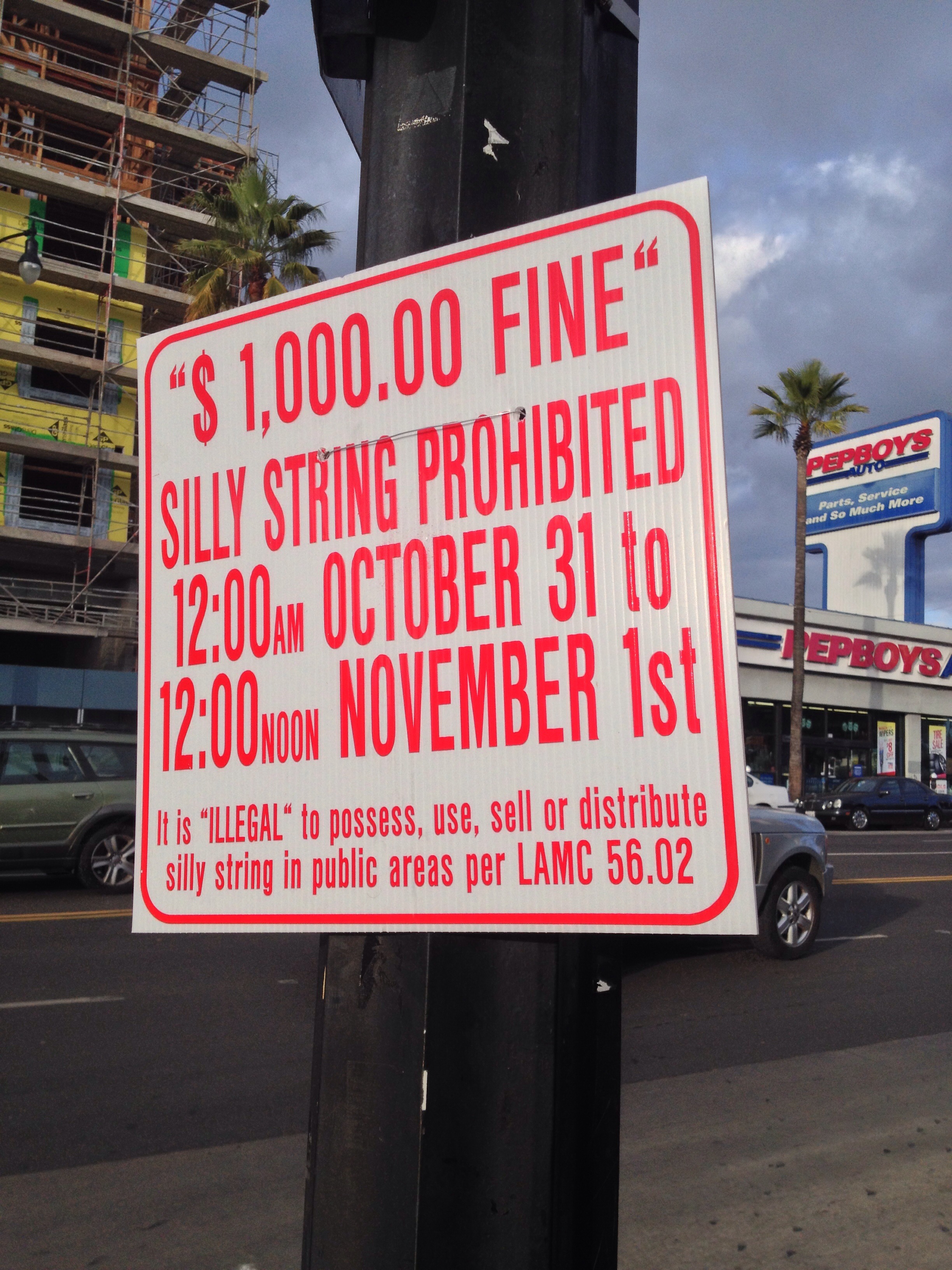 Silly String ban in Los Angeles.