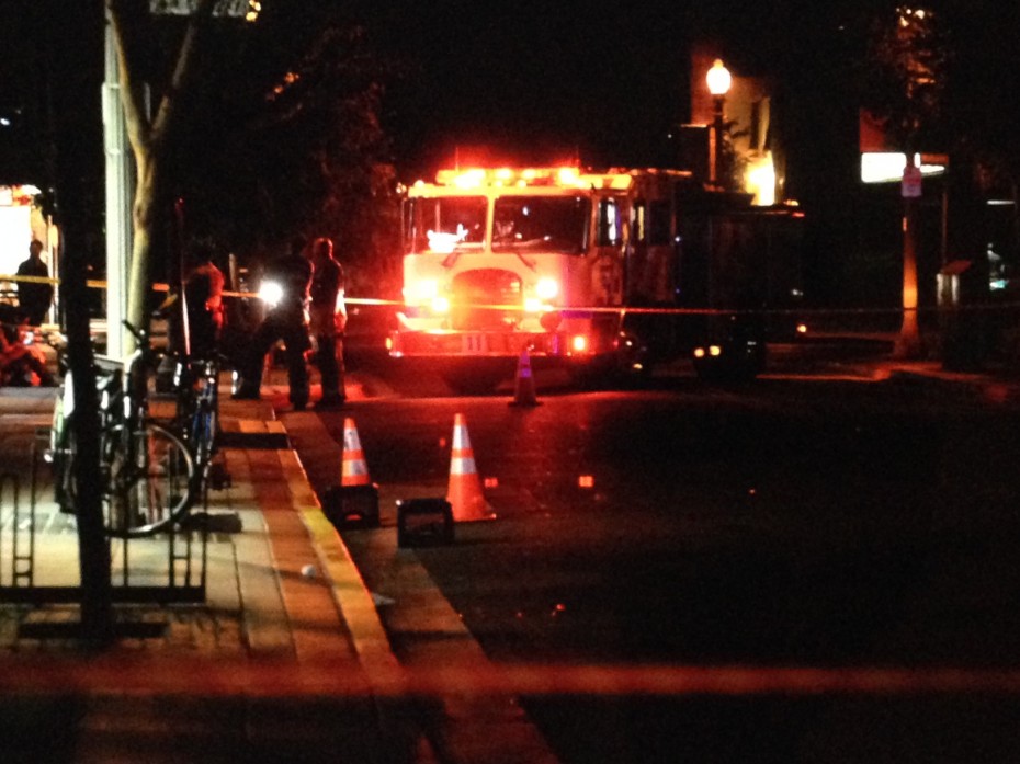 Police block off an area of the rampage shooting crime scene in Santa Barbara. Image: Santa Barbara Independent.