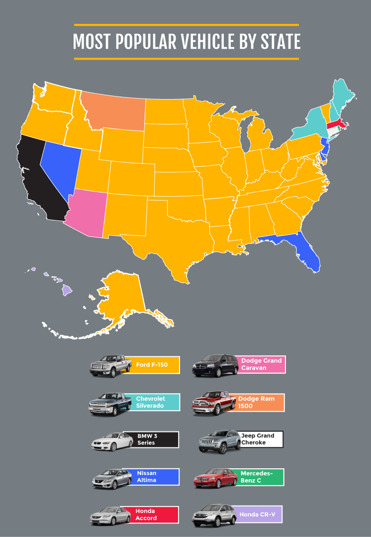 Pickups, SUVs dominate map of most popular vehicles by state / Boing Boing