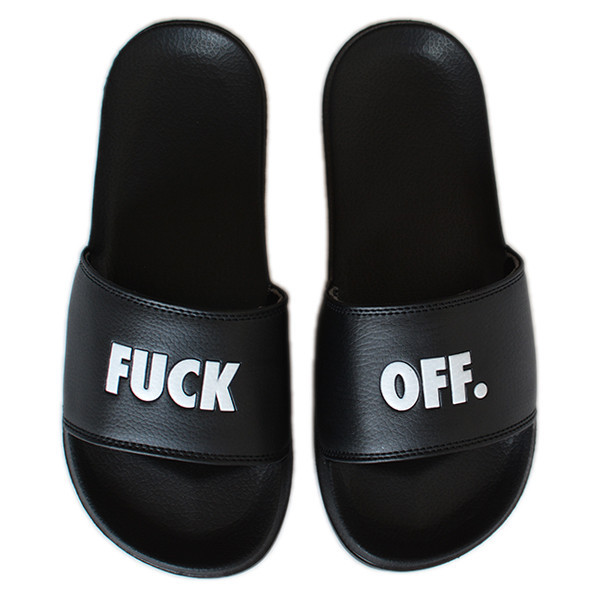FUCK OFF men’s slide sandals – Boing Boing