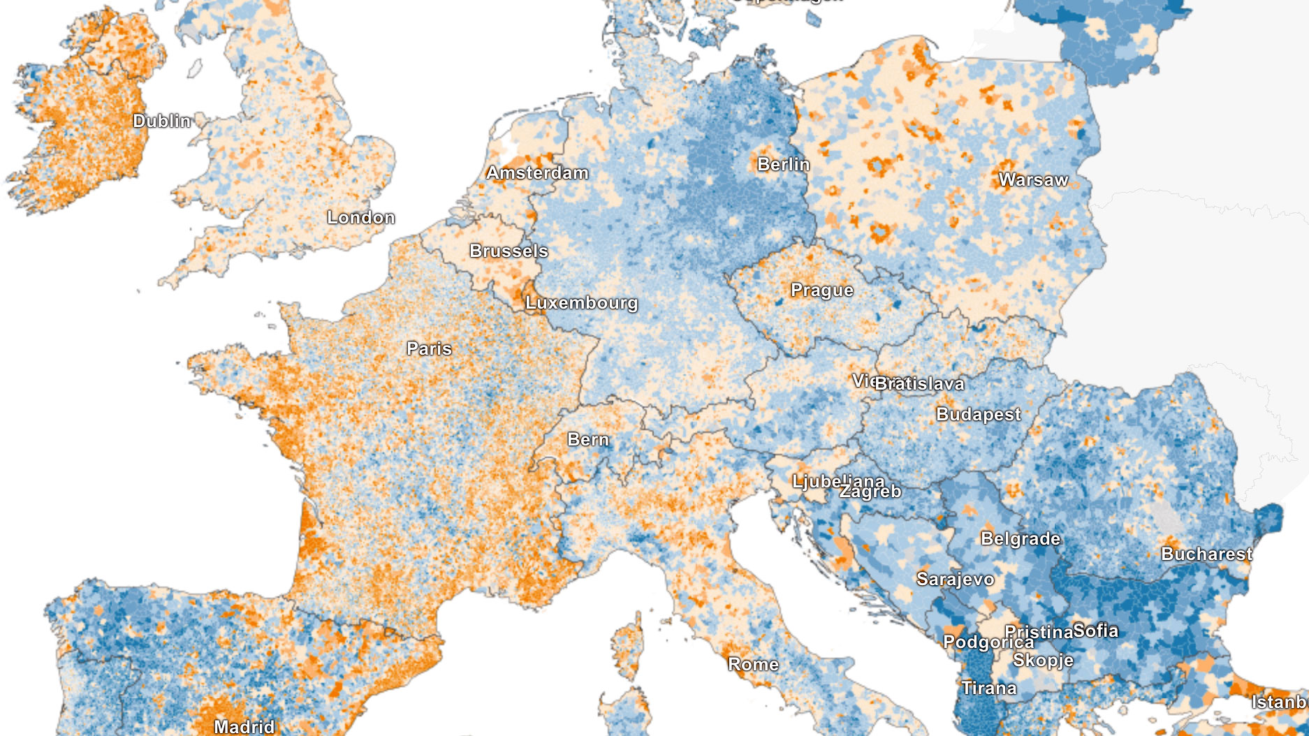 Sve istočno od Zagreba je demografski krahiralo Europepopulation