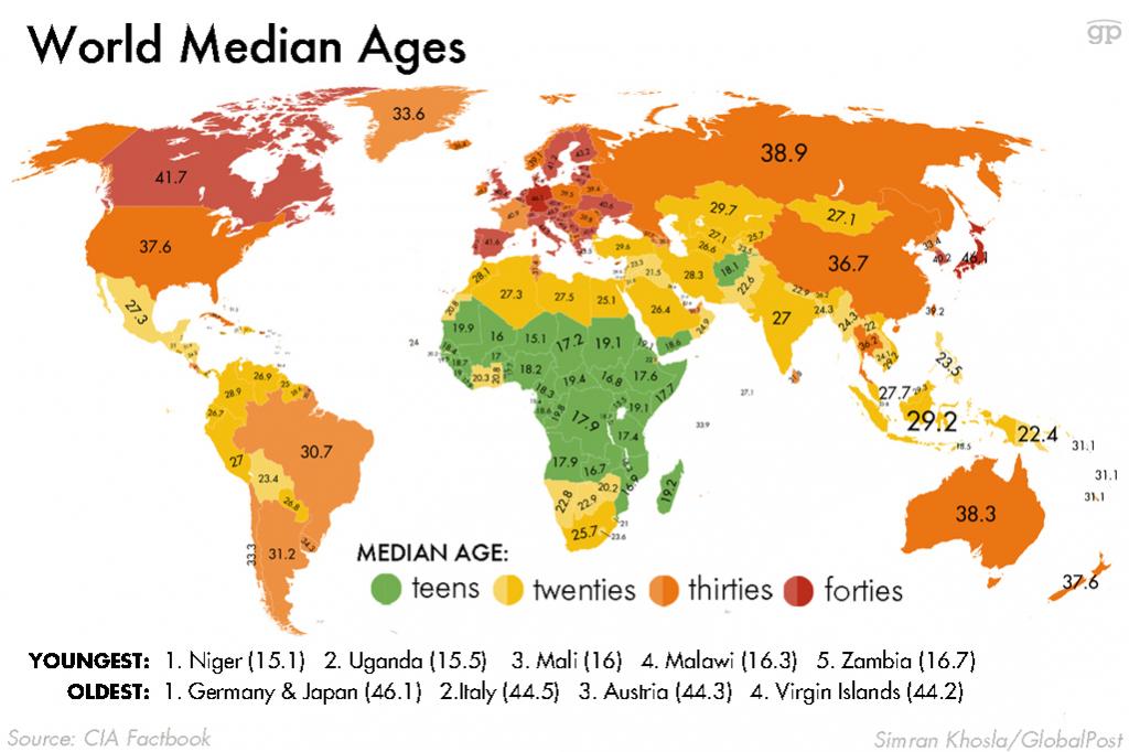 Map Shows Where World s Oldest And Youngest Populations Live Boing Boing