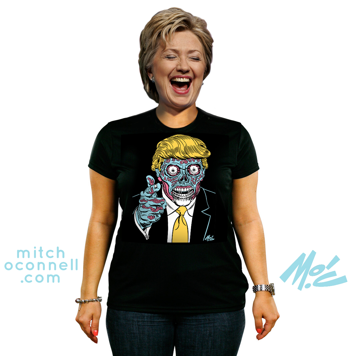 T me mash. Mitch Oconnell. I Love Trump Shirt. Blue Aliens in Shirt.