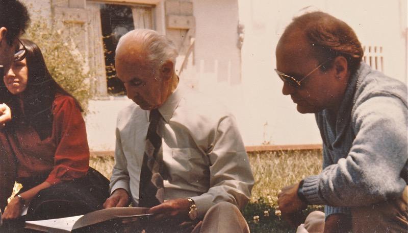 Albert Hofmann inscribing books, with John Palmer