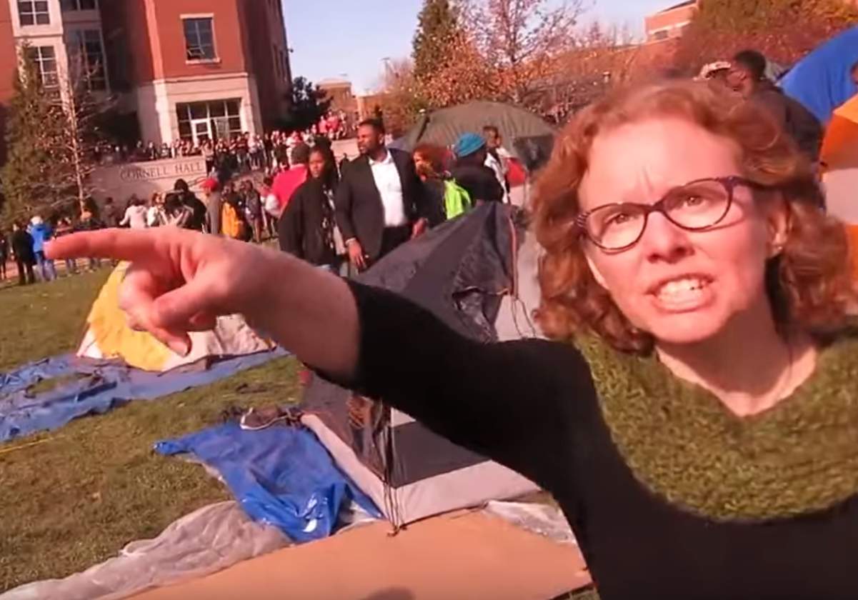 University of Missouri Professor Melissa Click telling a student journalist to leave a public space. (Mark Schierbecker/YouTube)