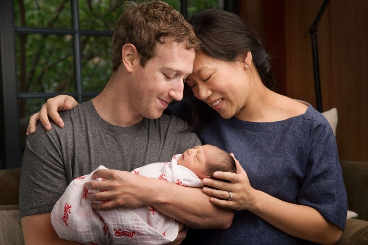 Mark Zuckerberg and Priscilla Chan, with their newborn daughter. Photo: Facebook handout