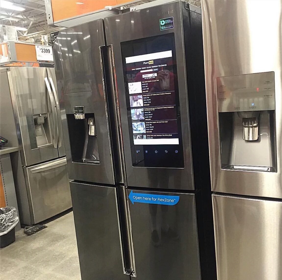Pornhub on a refrigerator in Home Depot / Boing Boing