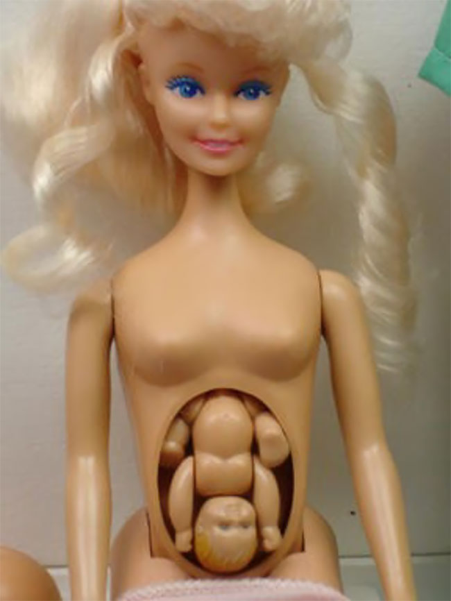 barbie having a baby in the pool