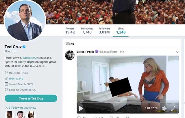 Offensive Porn - Ted Cruz likes â€œoffensiveâ€ porn clip on Twitter / Boing Boing