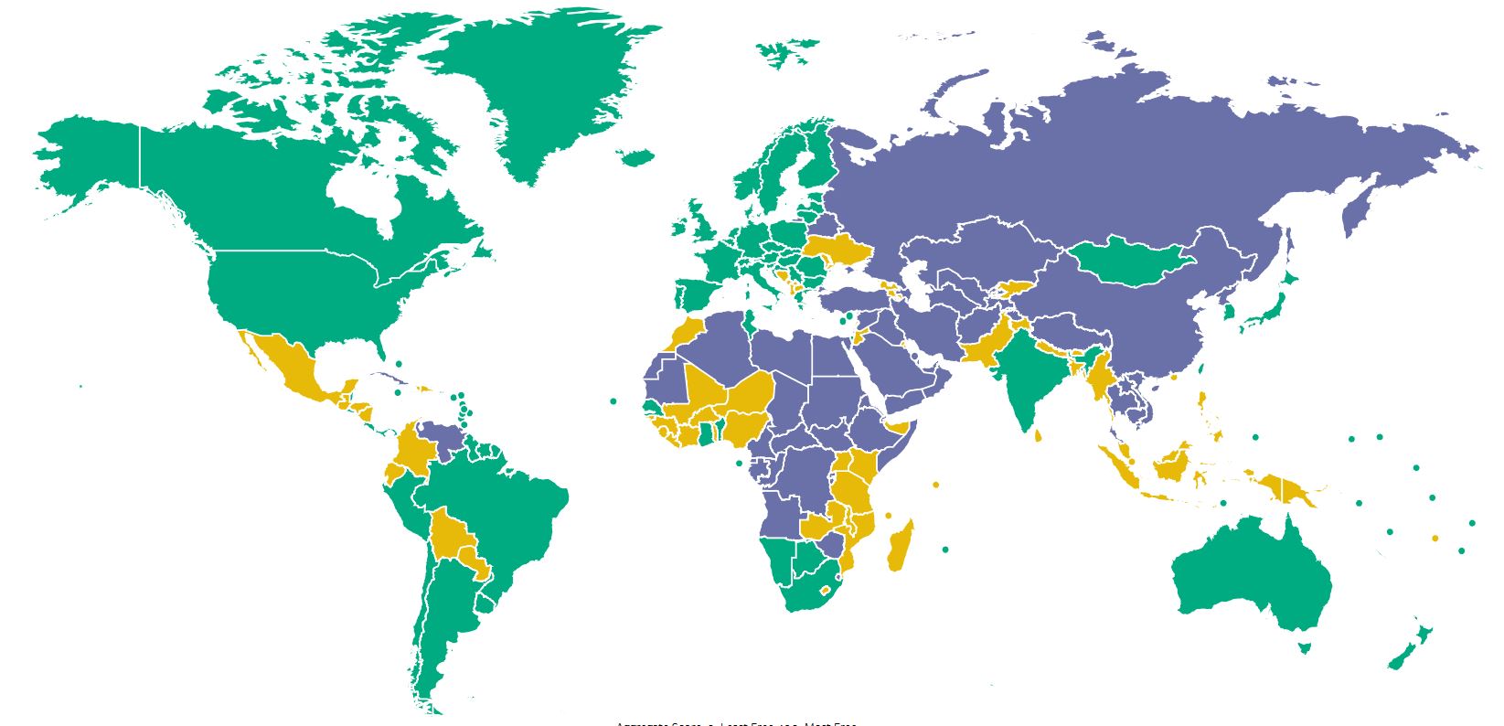 democracy map of the world 2018 World Freedom Map Shows Democracy In Crisis Boing Boing democracy map of the world