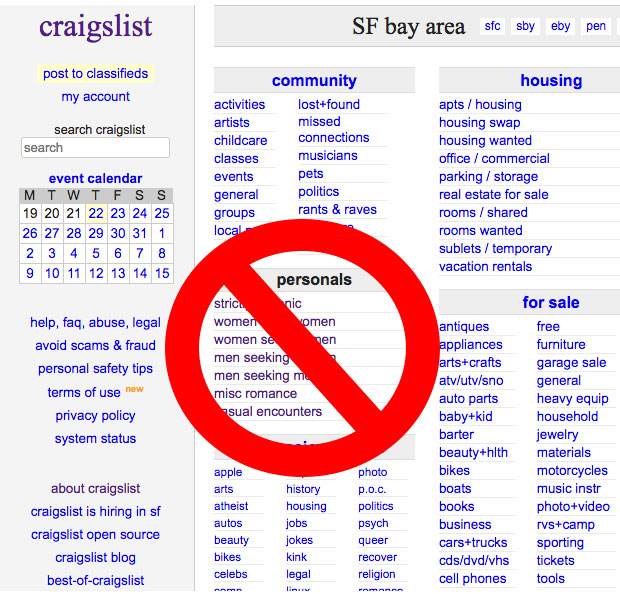 Congress Passes Fosta Craigslist Personals Vanish Casual