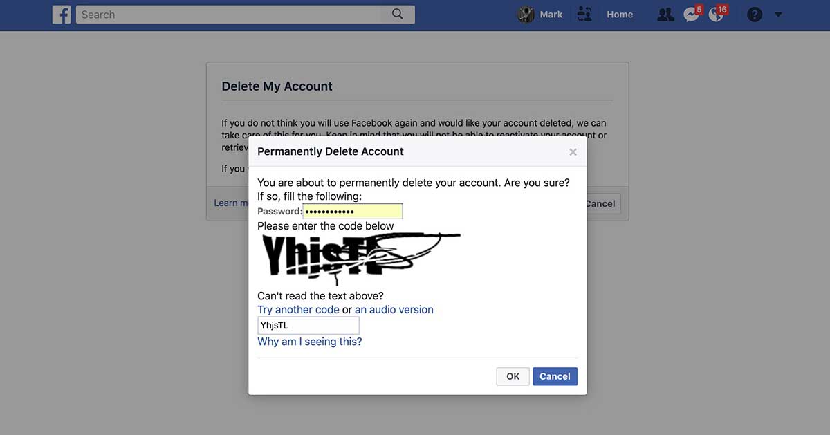 Facebook Login Delete Account