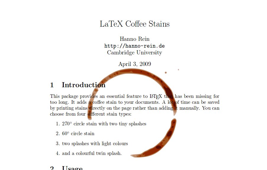 A LaTeX mod to draw coffee cup rings on your technical papers