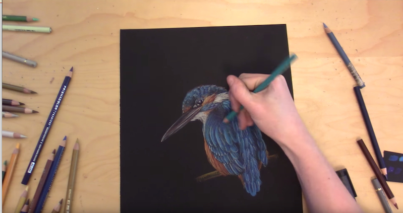 Watch how to draw with colored pencils on black paper / Boing Boing