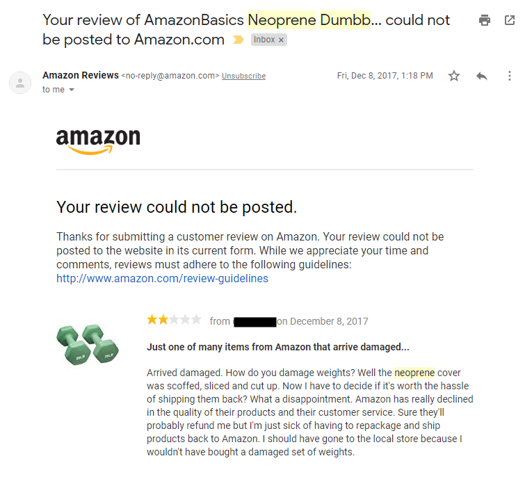 Amazon has Reasons not to let that negative review go up