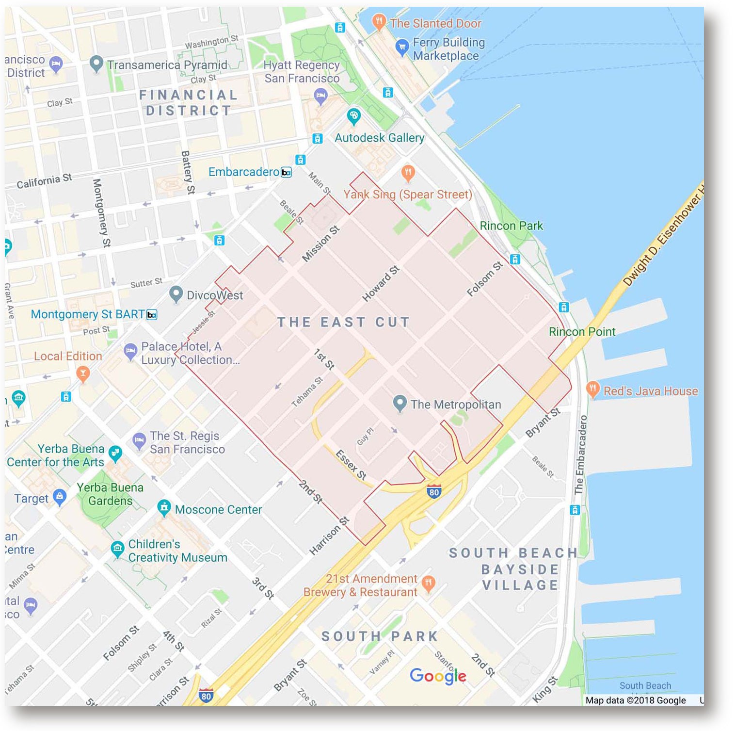 San google. Google Maps 2018. Сан Франциско гугл карта. Главный офис гугл в Сан Франциско карта. San Francisco, Rincon Park Park scheme.