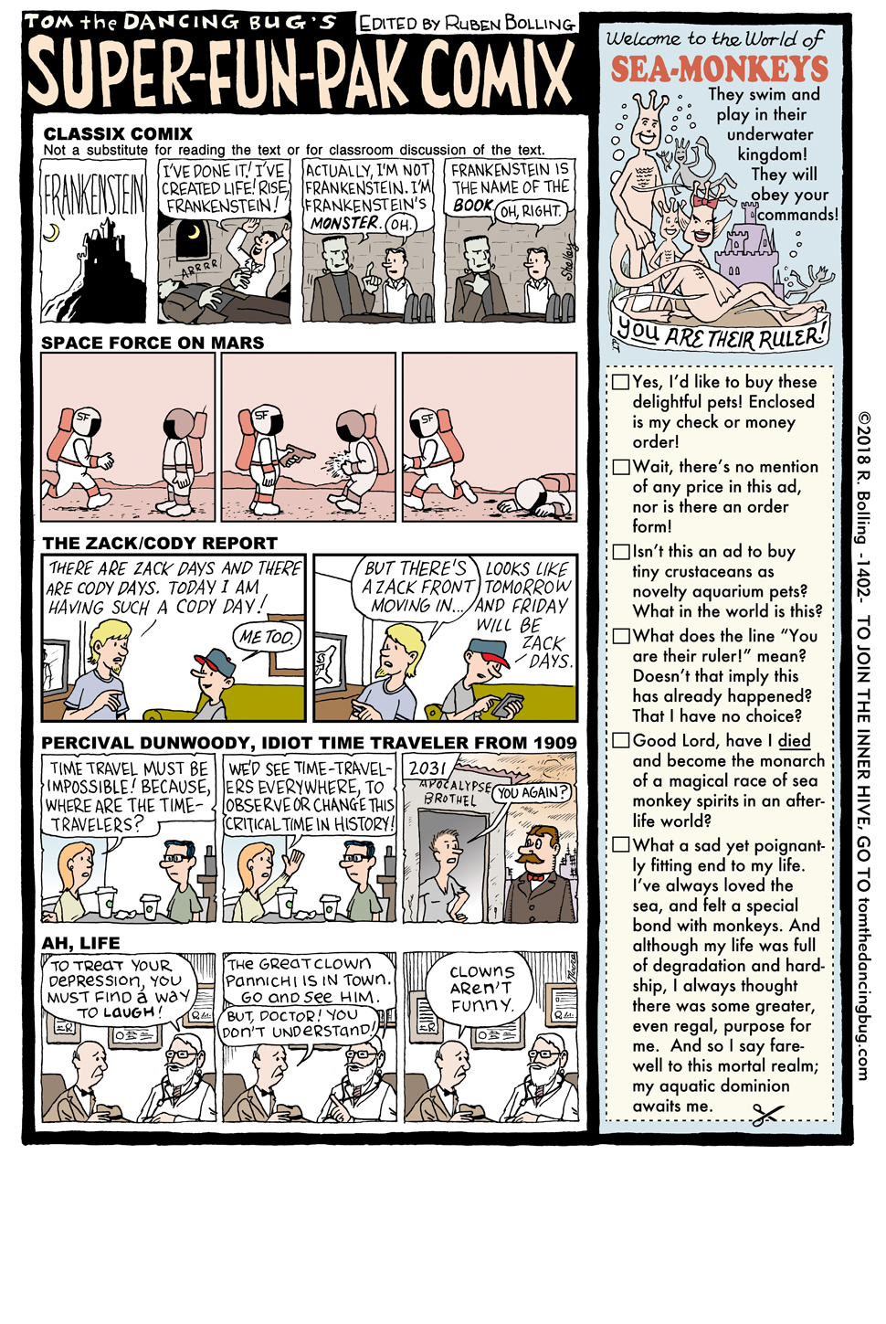 SuperFunPak Comix, feat. The Zack/Cody Report, Frankenstein, Sea