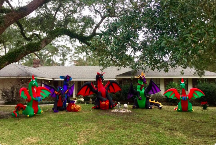 a woman s christmas dragons on her lawn were called demonic by a