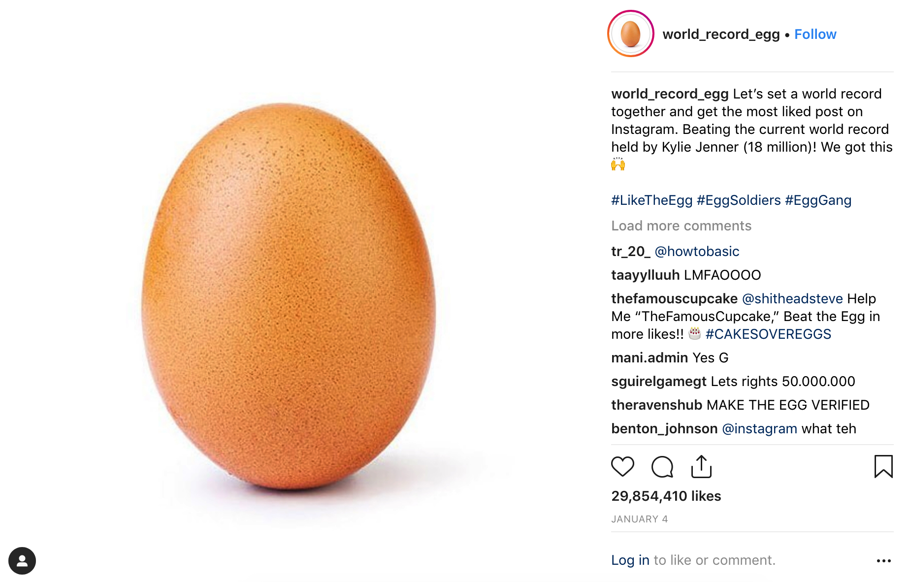 photo of egg becomes instagram s most liked - most followed on instagram in world