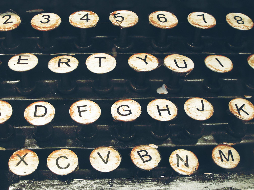 Closeup photo of an old manual typewriter